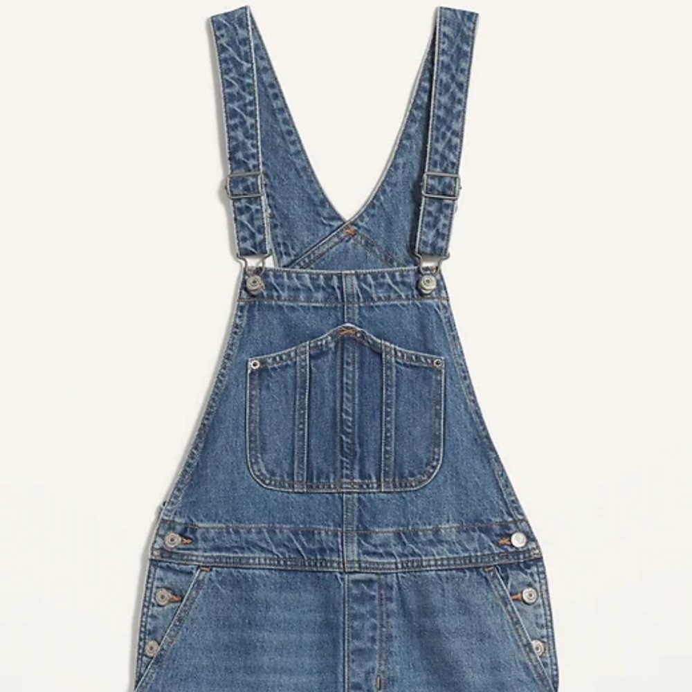 🆕NWT Old Navy Slouchy Workwear Cuffed Jean Short Overalls in 'Ayana' - Picture 5 of 16